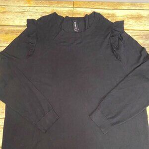 Agnes and Dora Women's Cozy Ruffle Detail Black Sweater in size XXL